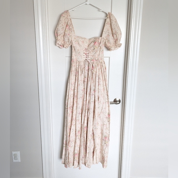 Selkie The Renaissance Gown 100% Cotton Pink Floral sz M - Sold By Anthropologie - Picture 2 of 11